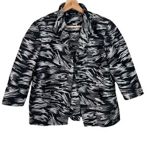 MISOOK Black White Embroidered Blazer Topper Jacket‎ Women's Size Small